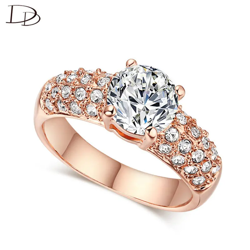 Exquisite Rose Gold Color Rings For Women Chic Aaa Zircon Jewelry Wedding Engagement Jewellery Bague Anillos Wholesale Kr003 1