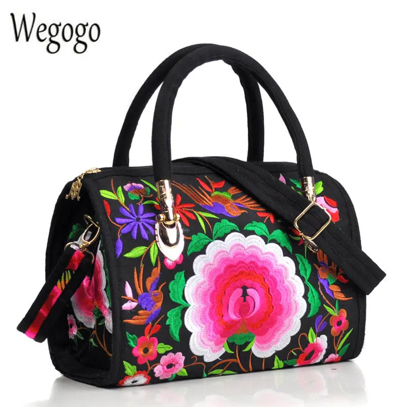 Vintage Women Bag Canvas Flower Embroidered Women Handbag Boho Embroidery Mandala Shoulder Messenger Bag For Woman Girls 1