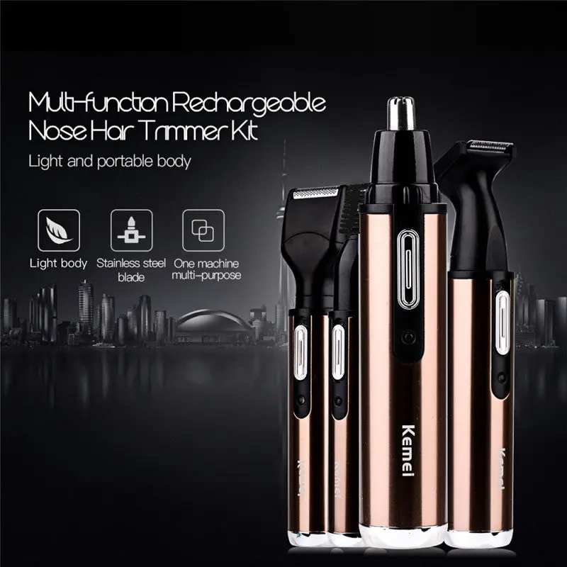 4 In 1 Rechargeable Nose Ear Hair Trimmer Beard Shaver Razor Grooming Clipper Cutter Removal Haircut Machine Cleaner Men&Women 1