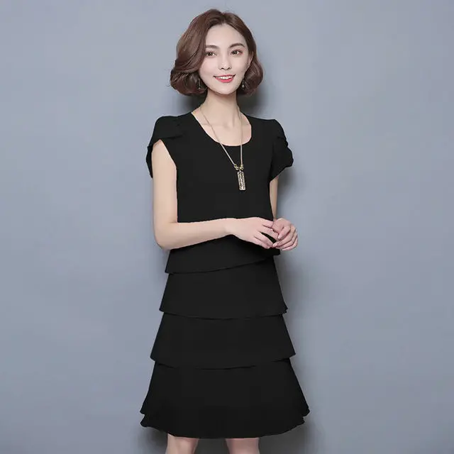 Summer Chiffon Dress The New Fashion Women Plus Size 5Xl Loose Cascading Ruffle Red Dresses Causal Ladies Elegant Party Cocktail 2