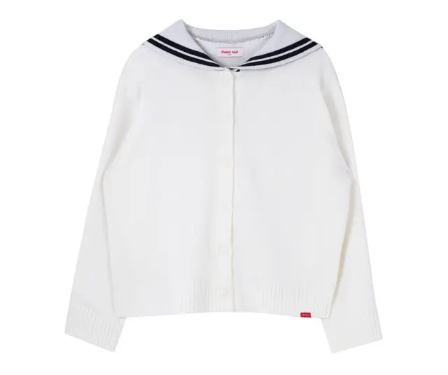 2018 Spring New Arrival Vintage Kawaii Cute Lovely Korea Heart Club Letters Embroidery Sailor Collar Cardigans Sweater Fashion 2