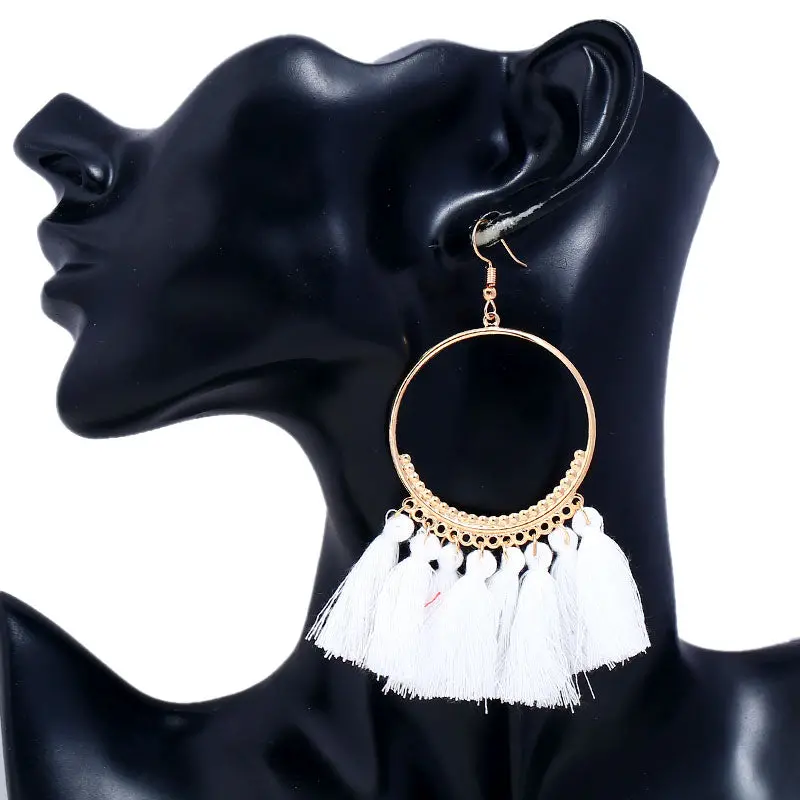 Bohemia Tassel Ethnic Big Drop Earrings 1