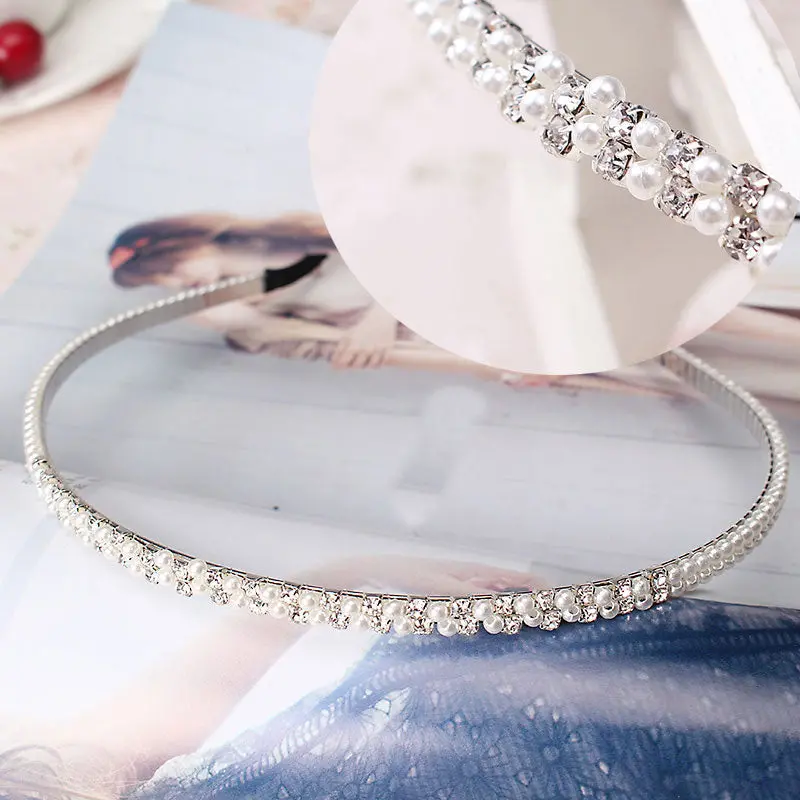 M Mism Elegant Wedding Birthday New Crystal Pearl Hair Bands Headband Hair Accessories Ornaments Head Wear Hoop For Women Girls 1