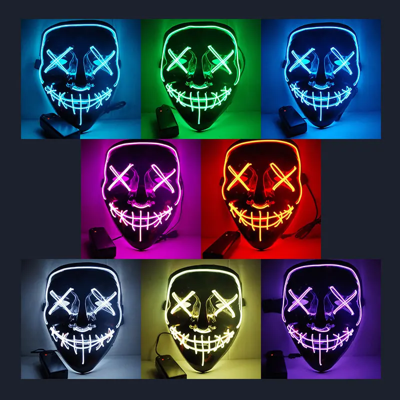 Led Light Mask Up Funny Mask From The Purge Election Year Great For Festival Cosplay Halloween Costume 2018 New Year Party Mask 1