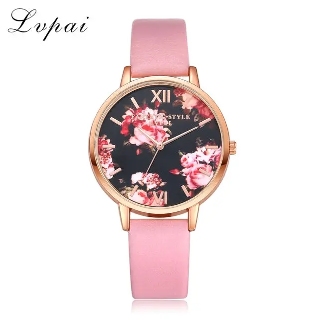 Lvpai Brand Women Bracelet Watch Fashion Rose Gold Flowers Leather Simple Women Dress Watches Luxury Business Gift Clock Watch 15