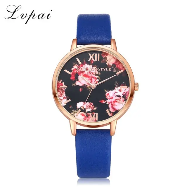 Lvpai Brand Women Bracelet Watch Fashion Rose Gold Flowers Leather Simple Women Dress Watches Luxury Business Gift Clock Watch 13