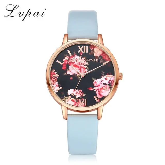 Lvpai Brand Women Bracelet Watch Fashion Rose Gold Flowers Leather Simple Women Dress Watches Luxury Business Gift Clock Watch 17
