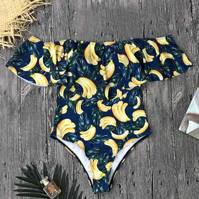 Stylish off-shoulder one-piece swimsuit for women featuring a solid color, ruffled detailing, and flattering monokini design — available in size XL - Image 15