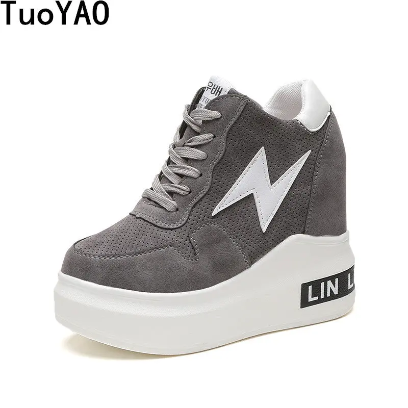 Women Shoes 2018 Spring Autumn Woman Platforms Shoes Women Retro Shoes Woman Lace-Up 12 Cm High Heels Height Increasing Boots 1
