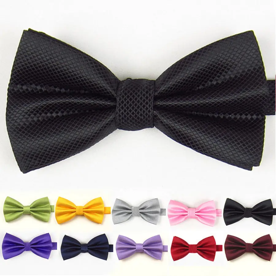 Veektie Father's Day Mens Bowtie Fashion Red Jacquard Plaid Grid  Solid Bow Tie Wedding Tuxedo Cravat Vestidos Black Green Navy 1