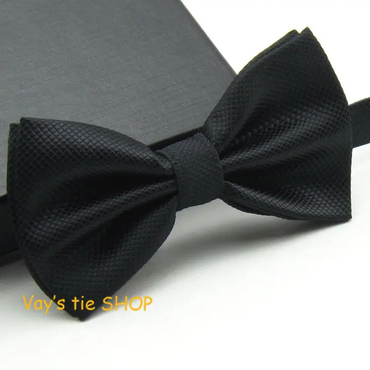 Mens Pajaritas 2017 Fashion Bowtie Dull Jacquard Plaid Grid  Bow Ties Leisure Solid Wedding Tuxedo Butterfly  Black 12*6Cm 1