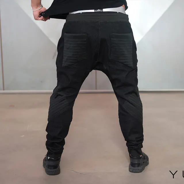 2016 Mens Fashion Denim Pants Thin Black Harem Jeans Slim Fit Pockets Style Trousers For Man's Wear Brand Clothing 2