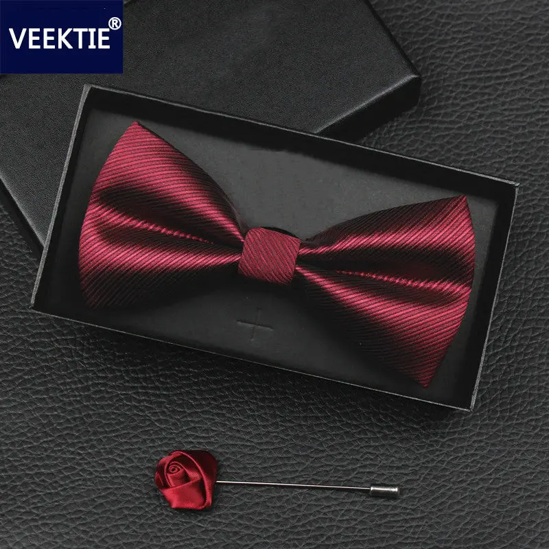 Veektie 2018 New Design Bow Ties For Men Wedding Party Business Bowtie Butterfly Black Red Blue Cravate Formal Tuxedo Bowtie 1