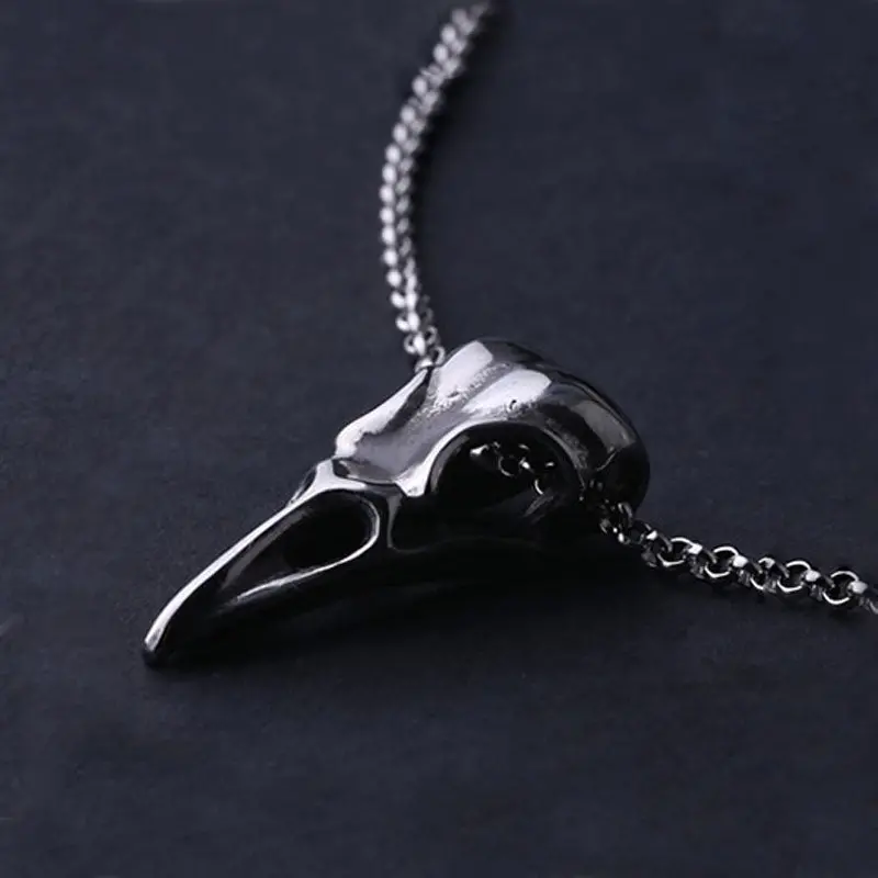 Umgodly High Quality Stainless Steel Skull Nceklace Punk Titanium Steel Bird Head Pendant Vintage Gothic Men Jewelry 1