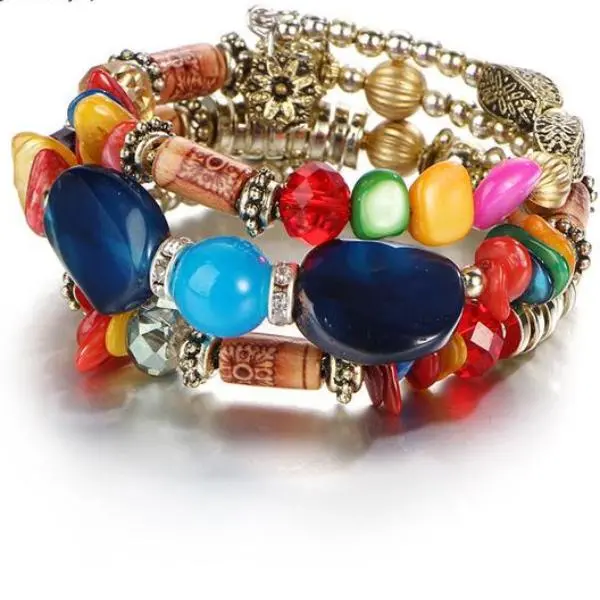 17Km Brand Woman Boho Multilayer Beads Charm Bracelets For Women Vintage Resin Stone Bracelets & Bangles Pulseras Ethnic Jewelry 9