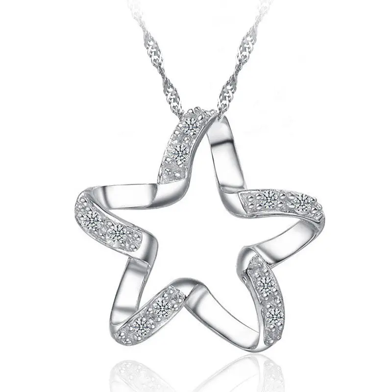 Jexxi 2018 New Arrival 925 Sterling Silver Chic Pendant Necklace Girls Wedding Accessories Women Funny Lucky Star Shape Jewelry 1