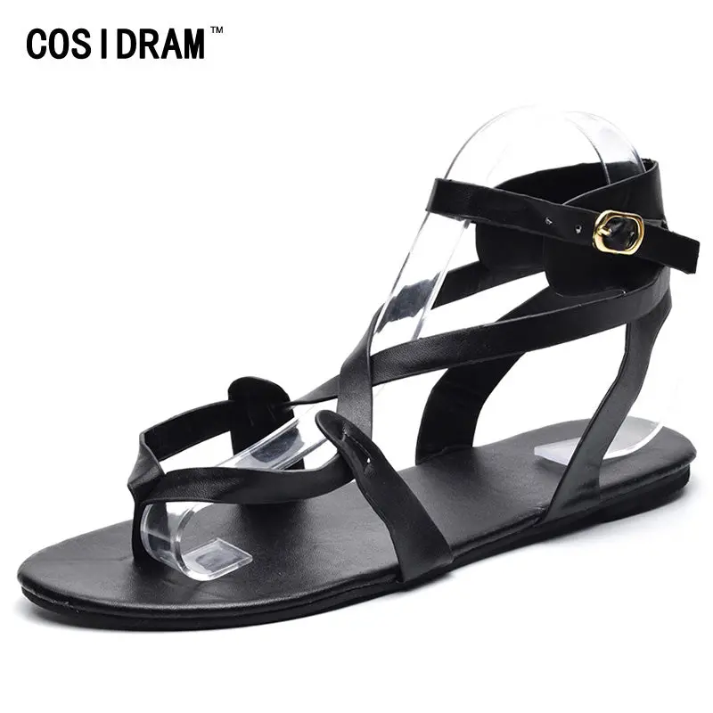Cosidram 2018 Shoes Woman Summer Shoes Female Casual Flat Heels Ankle Strap Women Sandals Plus Size 42 43 Sne-015 1