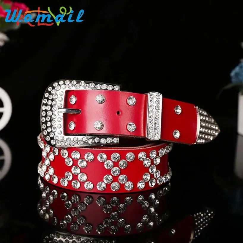 Atlas Western Cowgirl Bling Cowgirl Leather Belt Clear Rhinestone Crystak New224 1