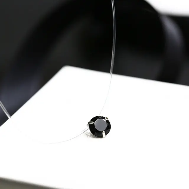Fym 9 Colors Dazzling Zircon Necklace Invisible Transparent Fishing Line Simple Pendant Necklace Jewelry For Women Party 6