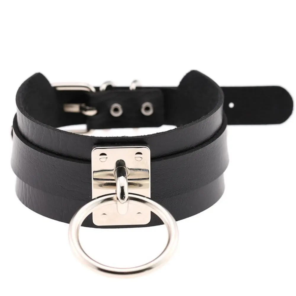 Harajuku Oversized Choker Necklace Sexy Pu Leather Women Collar Bondage Goth Belt Choker Gothic Necklace Punk Jewelry Club Party 1