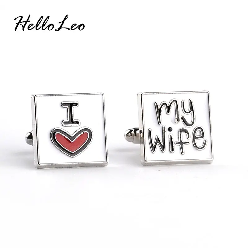2018 New Fashion Cufflink For Men I Love My Wife Design Good Husband Cuff Link Men Shirt Charm Zinc Alloy Cufflinks Wholesale 1