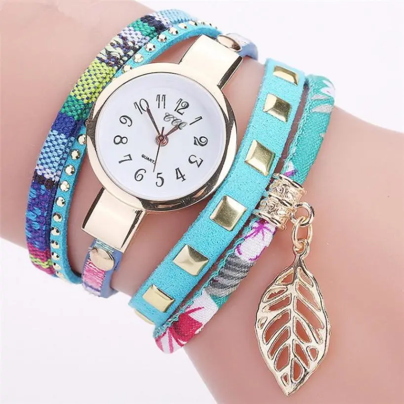 Ccq Brand Fashion Women Watches Leaf Pendant Analog Quartz Wristwatch For Ladies Boho Bracelet Watches Montre Femme *1208 1