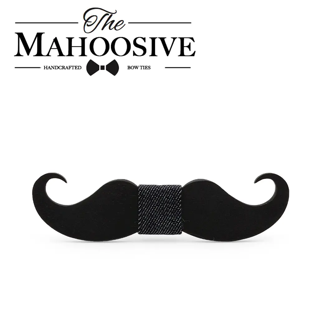 Mahoosive Novelty Neckties Handmade Mustache Wooden Bow Tie Men Bowtie Mens Neck Ties Factory Wholesale Free Shipping 1