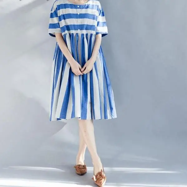 Women Artsy Stripe Summer Dresses 1