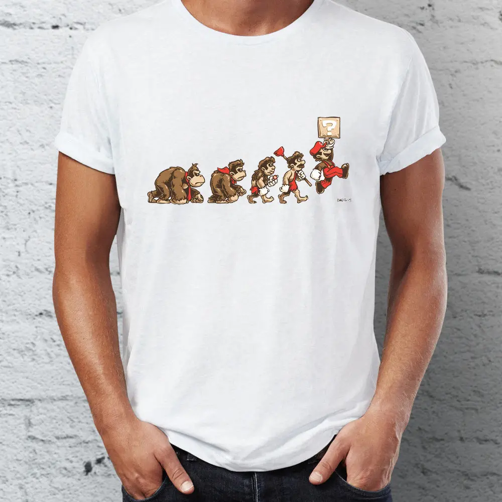 Men's T Shirt Bit Evolution Mario Donkey Kong Funny Gaming Shirt Artsy Tee 1