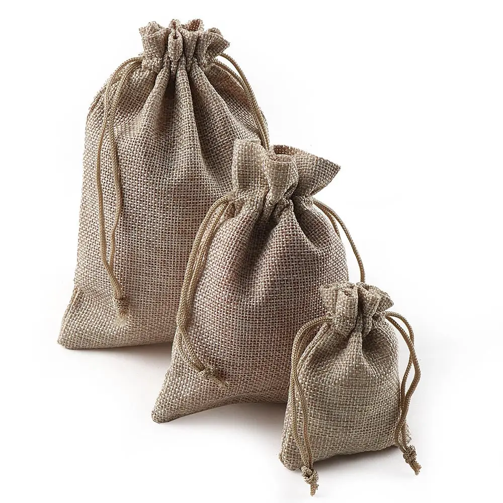 10Pcs Christmas Linen Jute Drawstring Gift Bags Sacks Wedding Birthday Party Favors Drawstring Gift Bags Baby Shower Supplies 1