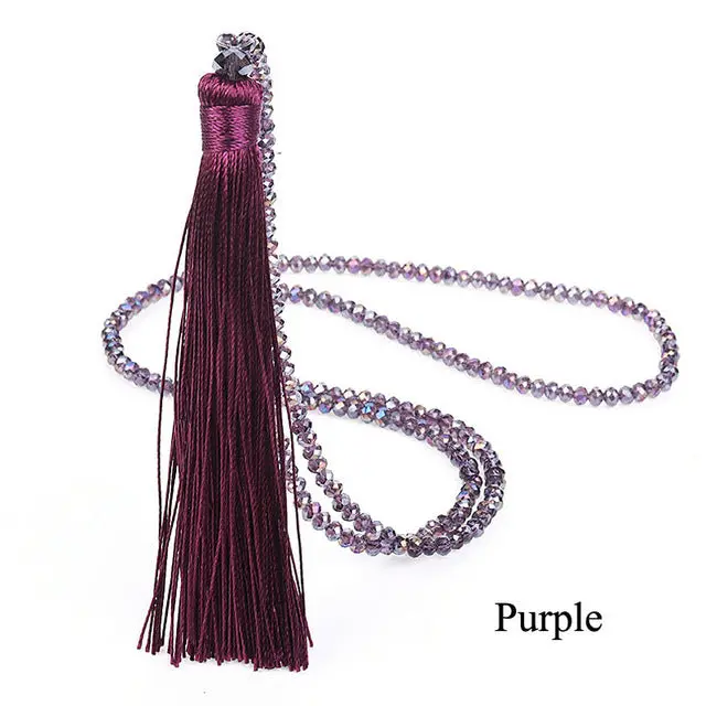 Lovbeafas Fashion Boho Long Fringe Tassel Necklaces Women Collier Femme Glass Beaded Crystal Bohemian Fine Jewelry Promotion 5