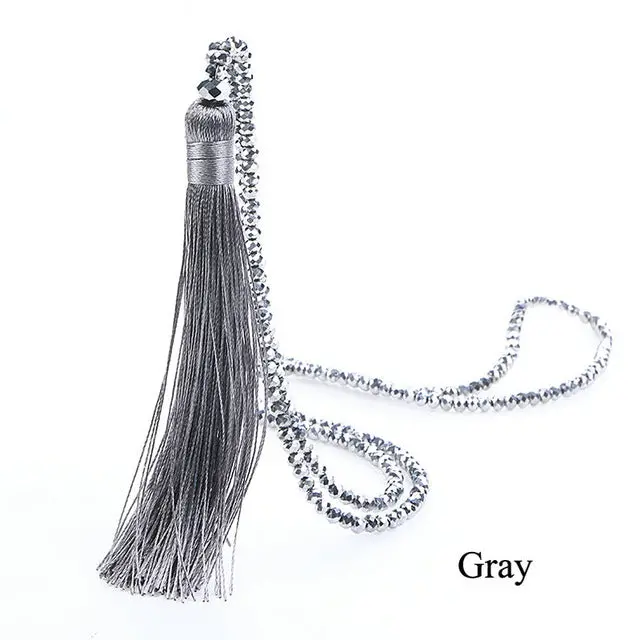 Lovbeafas Fashion Boho Long Fringe Tassel Necklaces Women Collier Femme Glass Beaded Crystal Bohemian Fine Jewelry Promotion 3