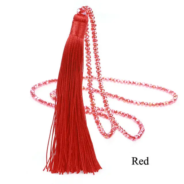 Lovbeafas Fashion Boho Long Fringe Tassel Necklaces Women Collier Femme Glass Beaded Crystal Bohemian Fine Jewelry Promotion 5