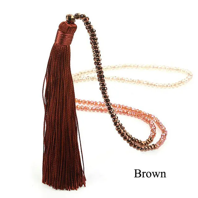 Lovbeafas Fashion Boho Long Fringe Tassel Necklaces Women Collier Femme Glass Beaded Crystal Bohemian Fine Jewelry Promotion 6