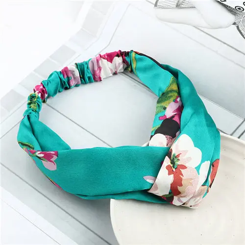 Bohemian Style Elastic Headbands Boho Cross Floral Turban Girls Flower Hairbands Striped Headwrap Hair Accessories For Women 15