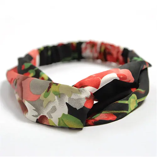 Bohemian Style Elastic Headbands Boho Cross Floral Turban Girls Flower Hairbands Striped Headwrap Hair Accessories For Women 25
