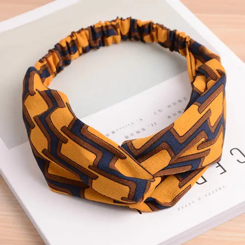 Bohemian Style Elastic Headbands Boho Cross Floral Turban Girls Flower Hairbands Striped Headwrap Hair Accessories For Women 23