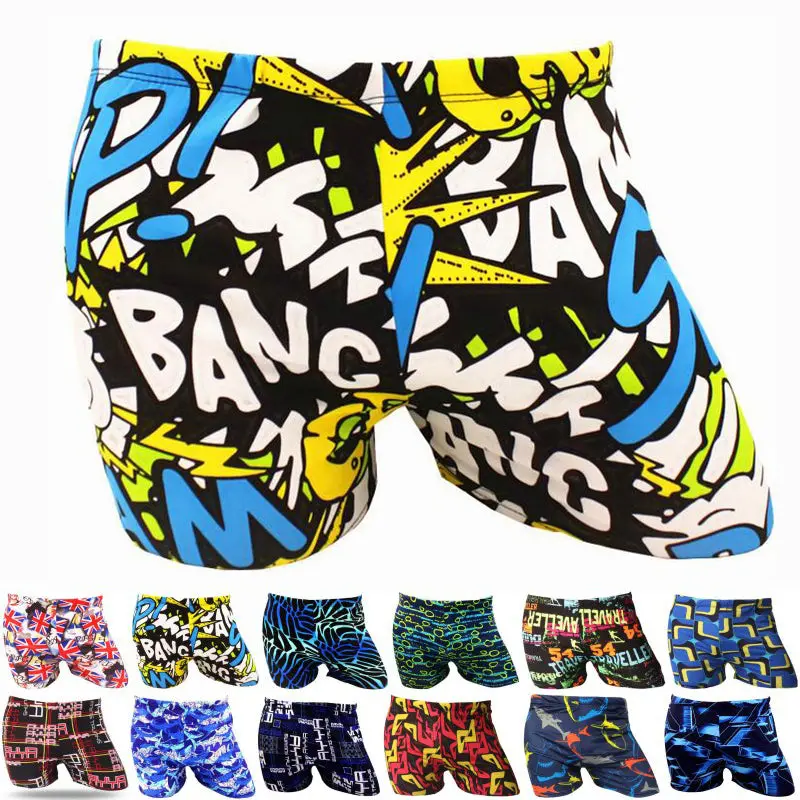Men Male Elastic Printed Pattern Swim Pool Sport Swimming Bathing Suit Swimwear Boxer Shorts Beach Trunks Briefs Swimsuit Wear 1