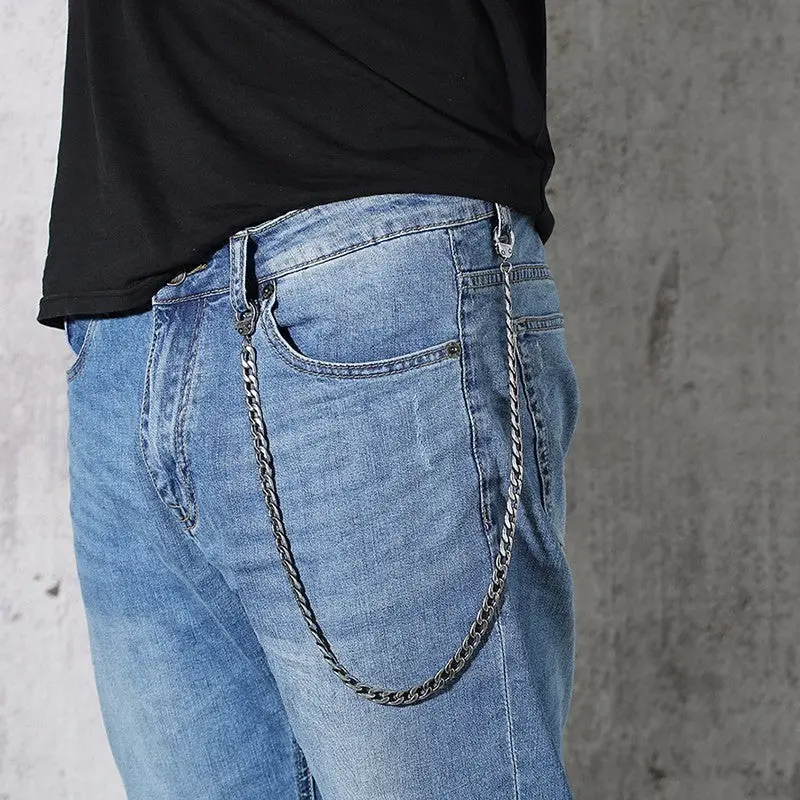 Men Chains Jeans Biker Motorcycle Couture Handcuff Necklace Silver Tone Punk Rock Cowboy Western Wallet Chain Male Accessories 1