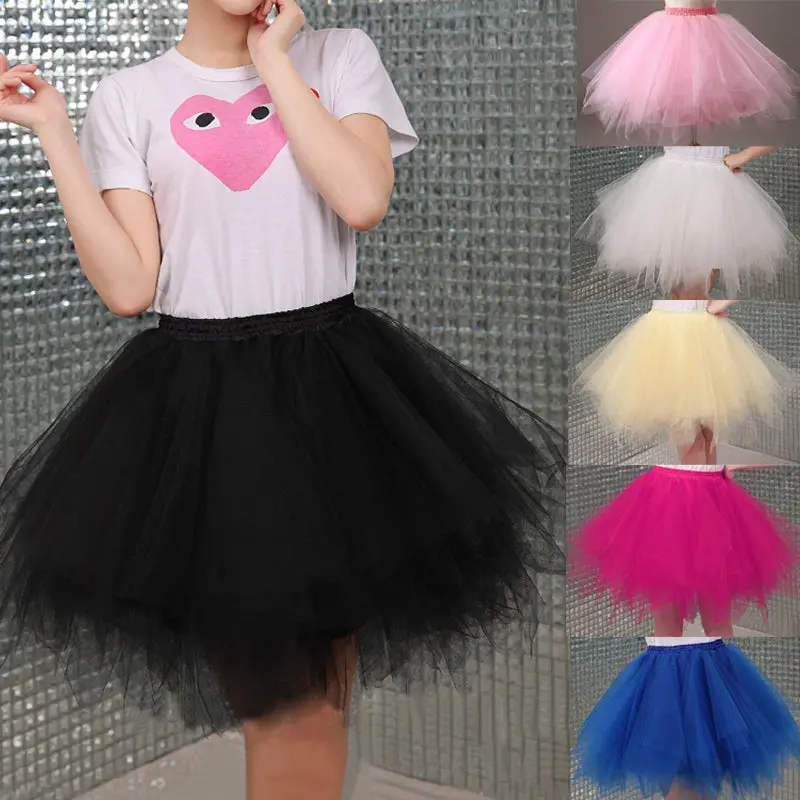 2018 Tulle Skirts Womens High Quality Elastic Stretchy Tulle Teen Layers Summer Womens Adult Tutu Skirt  Pleated Mini Skirts 1