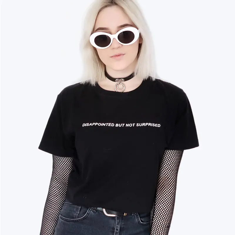 Disappointed But Not Surprised T-Shirt Women Casual Tumblr Inspired Pastel Pale Grunge Aesthetic Tee Funny T Shirt For Girls 1