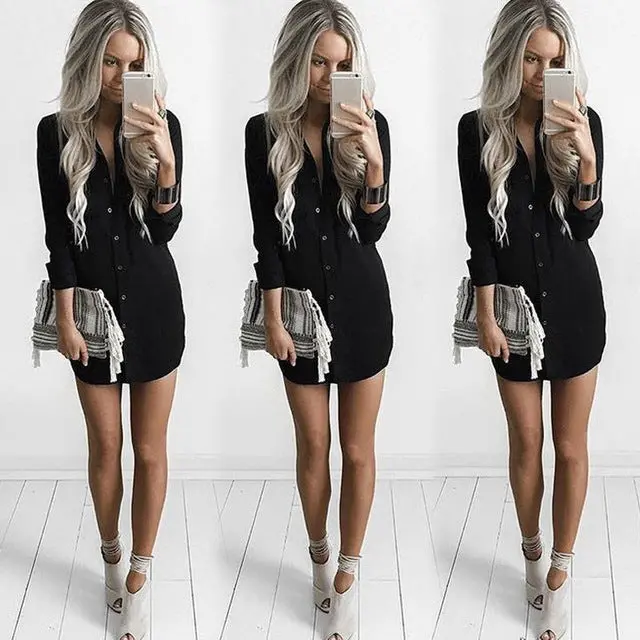 Fashion Women Sexy Long Sleeve Shirt Casual Blouse Loose Chiffon Tops 2018 New Arrive V Neck Blusas Femininas 4