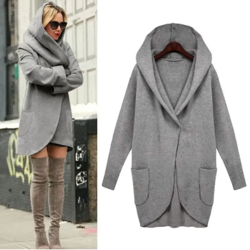 2017 Winter Coat Women Trench Coats Pocket Long Sleeve Hooded Women Overcoat Cotton Blend Cardigans Plus Size 4Xl Dp957993 1