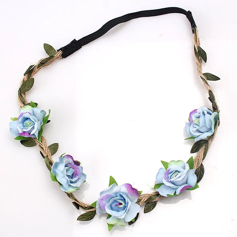M Mism 2018 Boho Floral Headband For Women Hair Accessories New Wreath Headbands Kids Girls Rose Flowers Hair Bands Garland 1