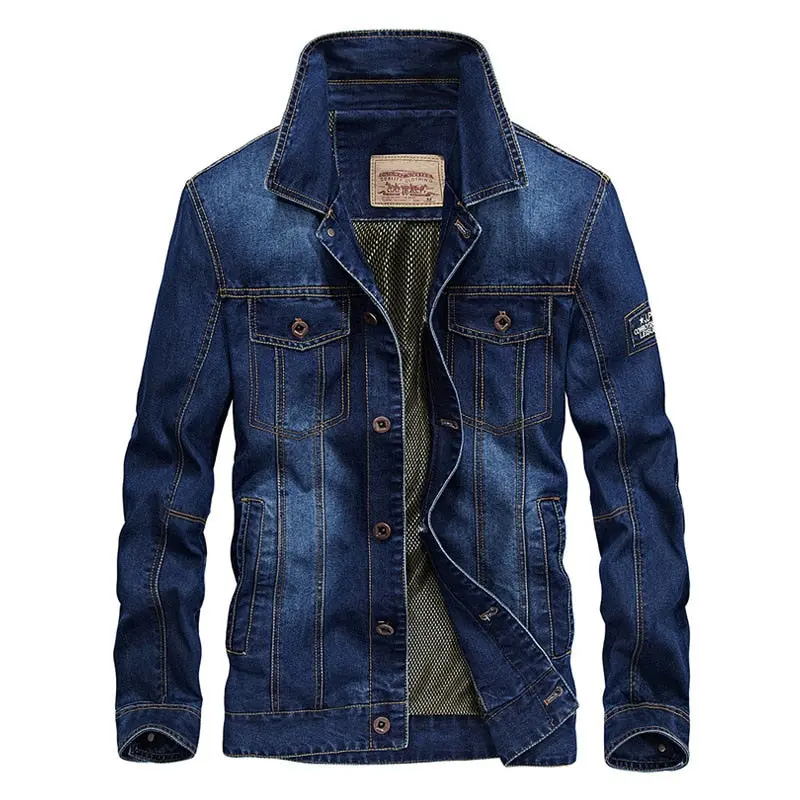 New Style 2018 Men's Casual Coat Blue Denim Trench High Quality Plus Size Men's Clothing M-4Xl 1