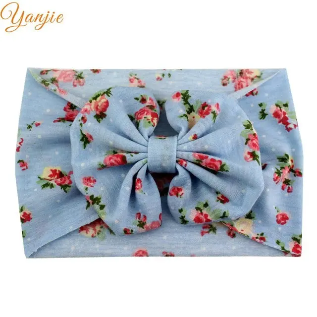 5'' Big Floppy Bow Headband For Girls Boho Turban Elastic Hair Band Kids Large Floral Hair Bow Birthday Party Hair Accessories 8