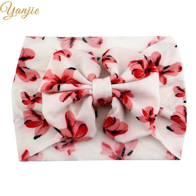 5'' Big Floppy Bow Headband For Girls Boho Turban Elastic Hair Band Kids Large Floral Hair Bow Birthday Party Hair Accessories 4