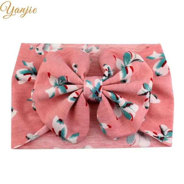 5'' Big Floppy Bow Headband For Girls Boho Turban Elastic Hair Band Kids Large Floral Hair Bow Birthday Party Hair Accessories 6