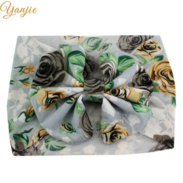 5'' Big Floppy Bow Headband For Girls Boho Turban Elastic Hair Band Kids Large Floral Hair Bow Birthday Party Hair Accessories 6