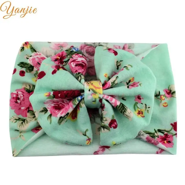 5'' Big Floppy Bow Headband For Girls Boho Turban Elastic Hair Band Kids Large Floral Hair Bow Birthday Party Hair Accessories 8